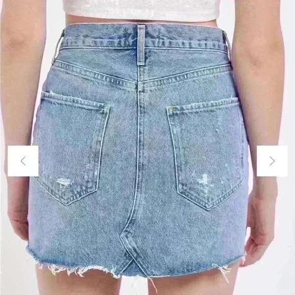 AGOLDE Quinn High Waisted Distressed Denim Mini Skirt size 29 - Picture 3 of 7